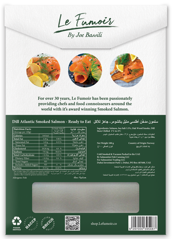 Le fumoir by Joe Bassili back packaging Dill Atlantic Smoked Salmon